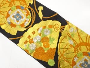 アンティーク 鼓に桧扇模様織り出し袋帯(着用可)